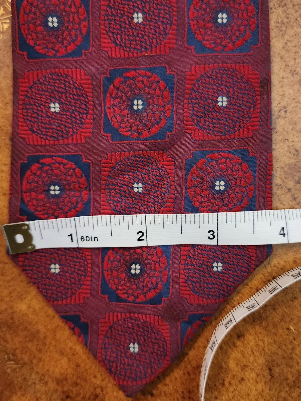 Vintage 60s 70s Monsieur Cravatieur Clip On Tie Burgundy Geometric Mod